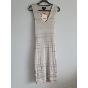 Ann Klein Sleeveless Sequin Sheath Dress Silver XS‎